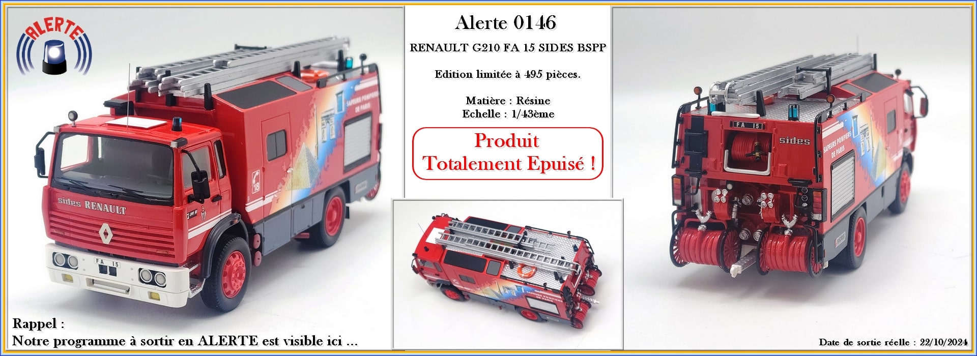 ALERTE 0146 - Renault G210 FA 15 Sides "BSPP - Brigade de sapeurs-pompiers de Paris"